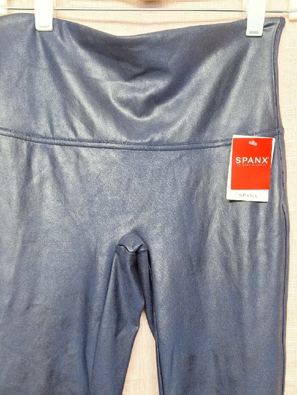 SPANX Faux Leather High-Waist Jeggings, Leggings — Navy Size L - Picture 5 of 12